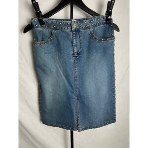 Voice of Voices Studded Denim Skirt Women’s Size 10 Pencil Jean Skirt